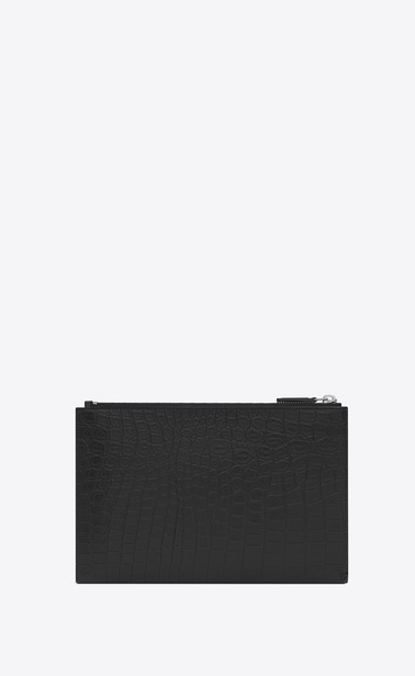 ID-Mini-Tablet-Etui aus schwarzem Leder mit Krokodillederprägung